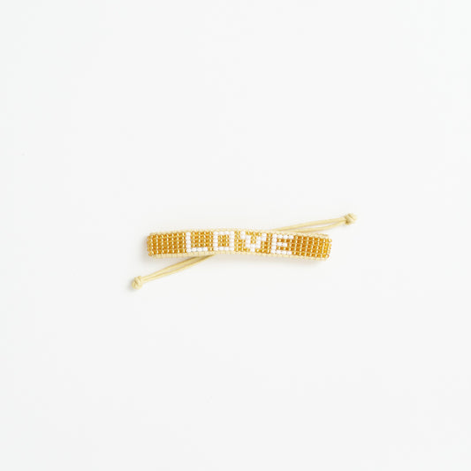 Woven LOVE Bracelet - Gold/White