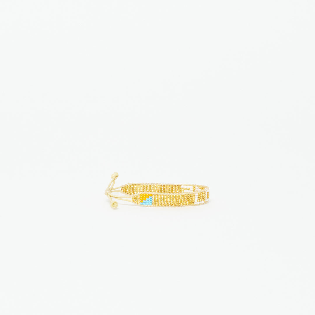 Woven LOVE Bracelet - Gold/White