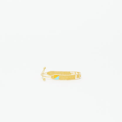 Woven LOVE Bracelet - Gold/White