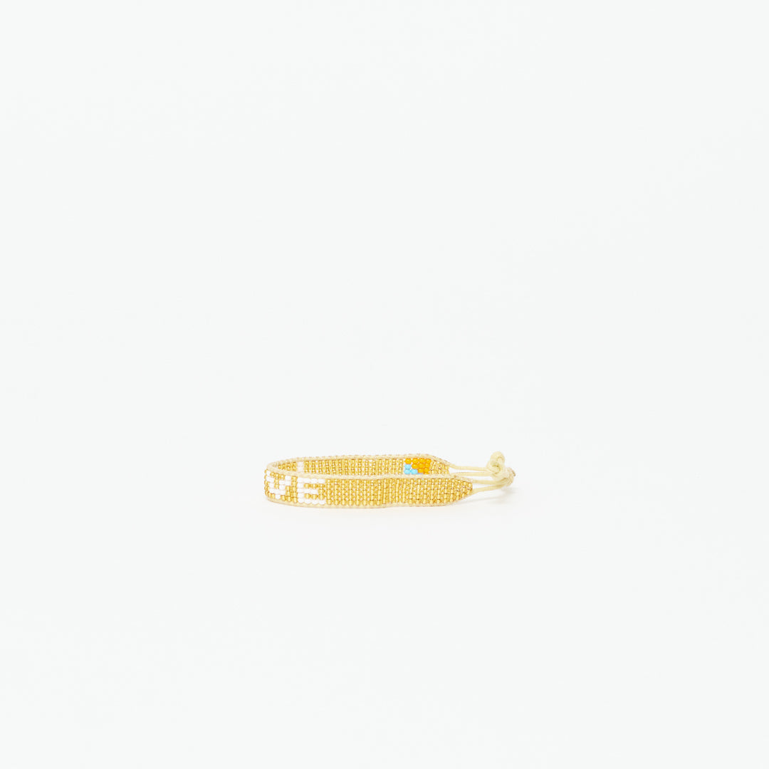 Woven LOVE Bracelet - Gold/White