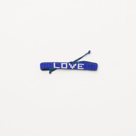 Woven LOVE Bracelet - Royal/White