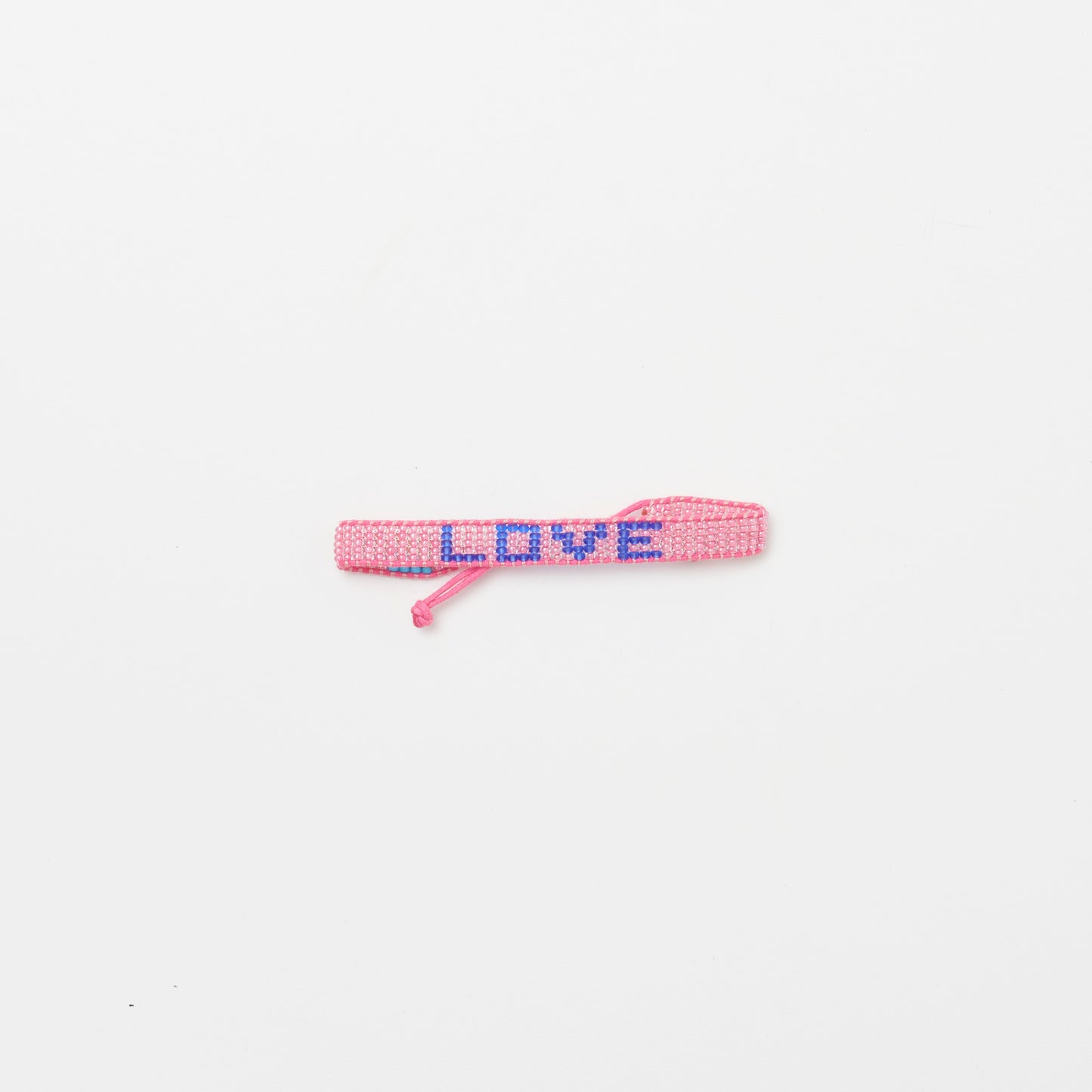 Woven LOVE Bracelet - Pearly Pink/Matte Blue