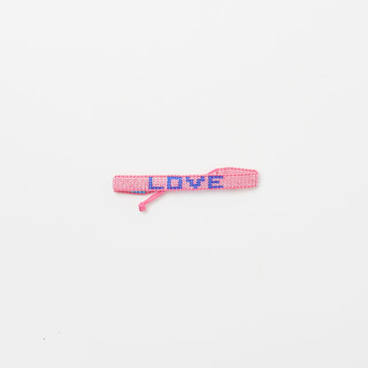 Woven LOVE Bracelet - Pearly Pink/Matte Blue