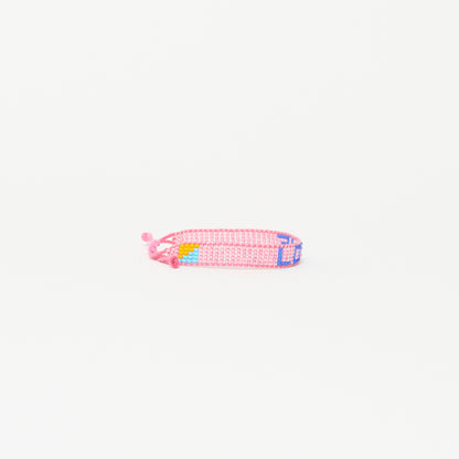 Woven LOVE Bracelet - Pearly Pink/Matte Blue