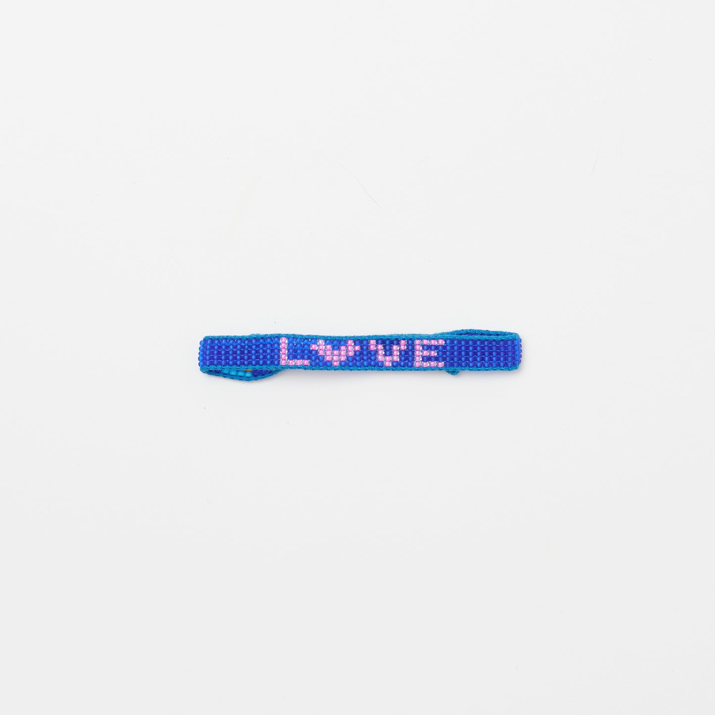 Woven LOVE Heart Bracelet - Matte Blue/Bubblegum