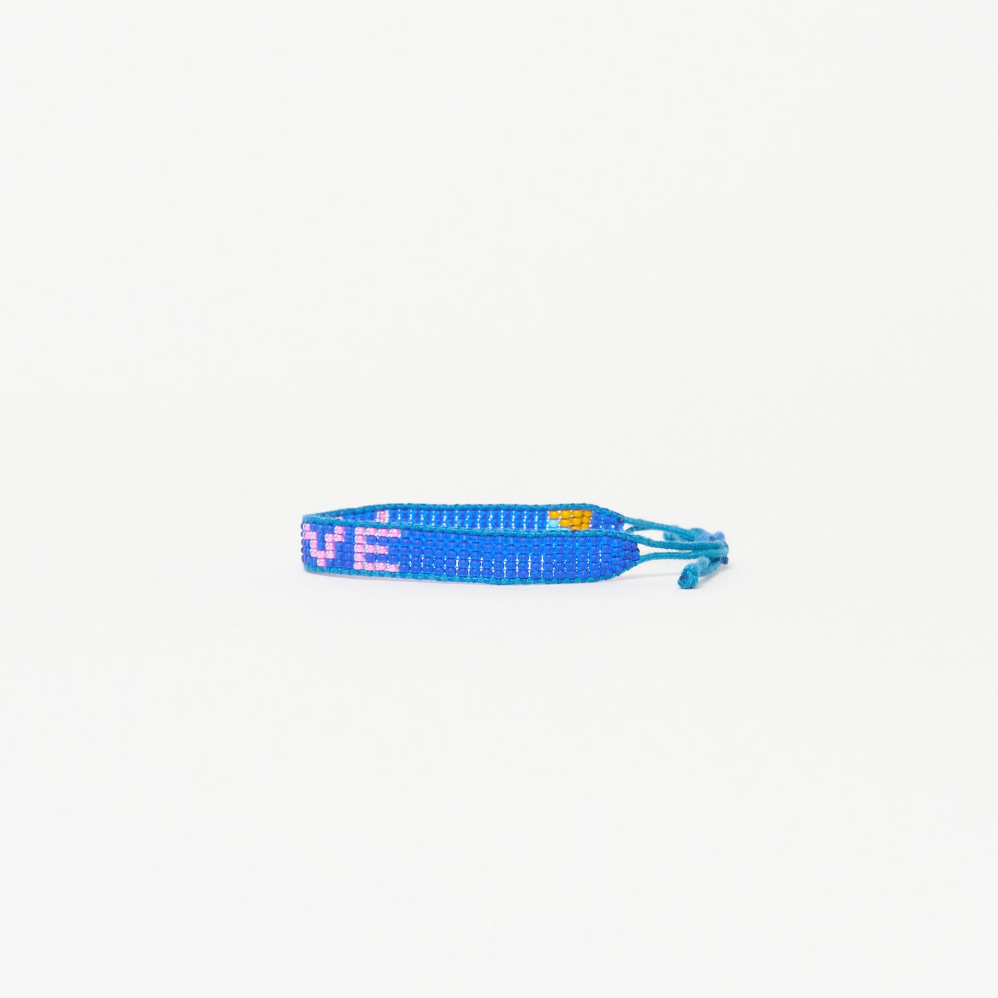 Woven LOVE Heart Bracelet - Matte Blue/Bubblegum