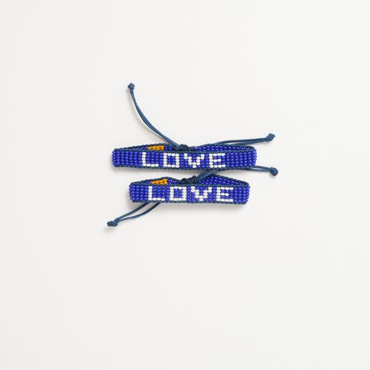 FINAL SALE: Big & Kid Woven LOVE Bracelet Pack - Blue