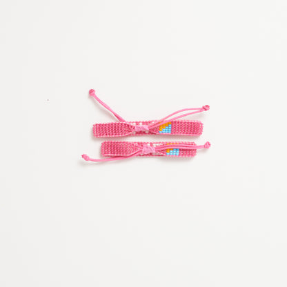 FINAL SALE: Big & Kid Woven LOVE Bracelet Pack - Pink