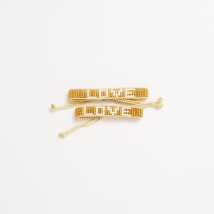 FINAL SALE: Big & Kid Woven LOVE Bracelet Pack - Gold