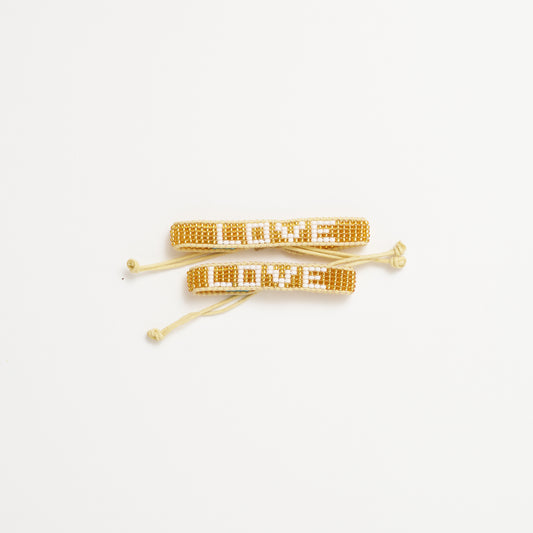 FINAL SALE: Big & Kid Woven LOVE Bracelet Pack - Gold