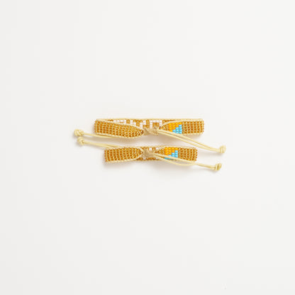 FINAL SALE: Big & Kid Woven LOVE Bracelet Pack - Gold