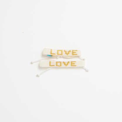 FINAL SALE: Big & Kid Woven LOVE Bracelet Pack - Pearl