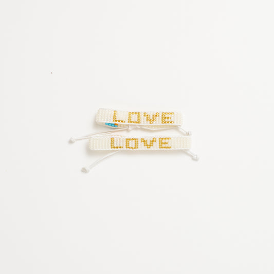 FINAL SALE: Big & Kid Woven LOVE Bracelet Pack - Pearl