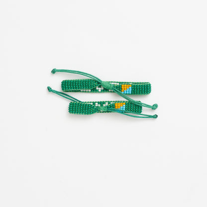 FINAL SALE: Big & Kid Woven LOVE Bracelet Pack - Green/White