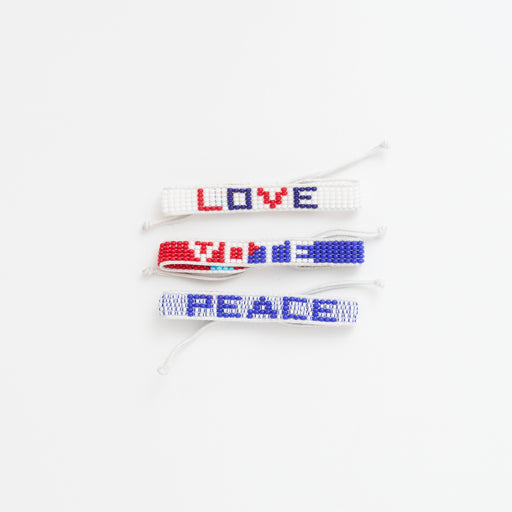 LOVE, PEACE, VOTE Woven Pack - Red, White & Blue