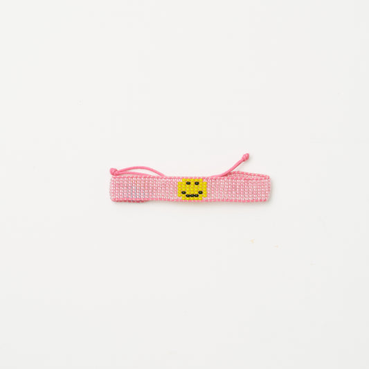 Woven Smiley Bracelet - Pearly Pink