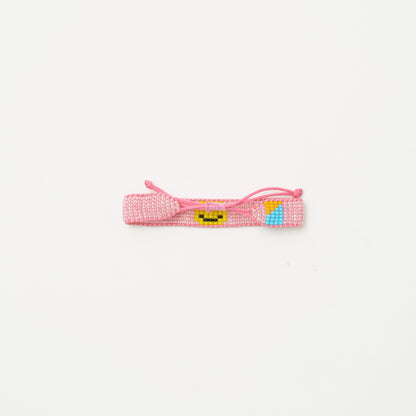 Woven Smiley Bracelet - Pearly Pink