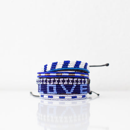 FINAL SALE: Skinny Msalaba Bracelet - Clear Blue/Navy Stripe