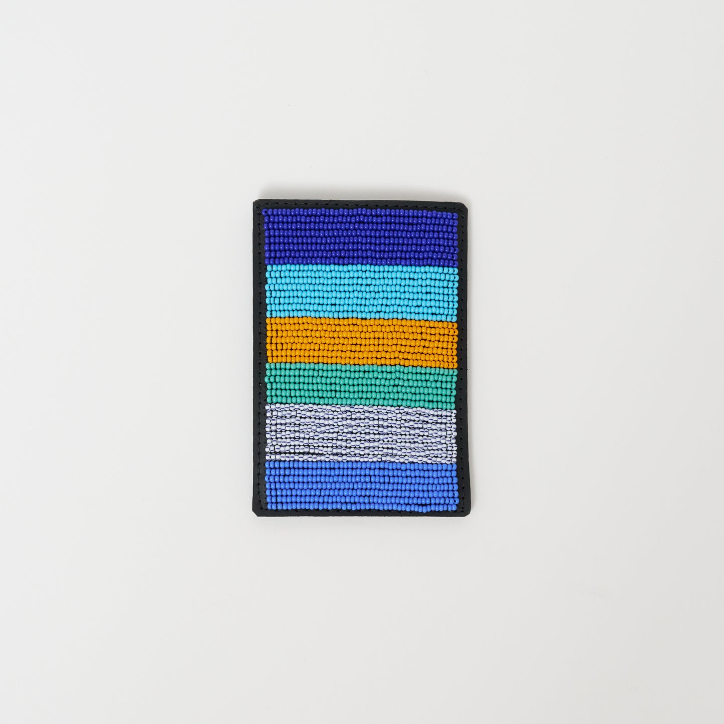 FINAL SALE: Beaded Card Wallet - Multi Blue Stripe