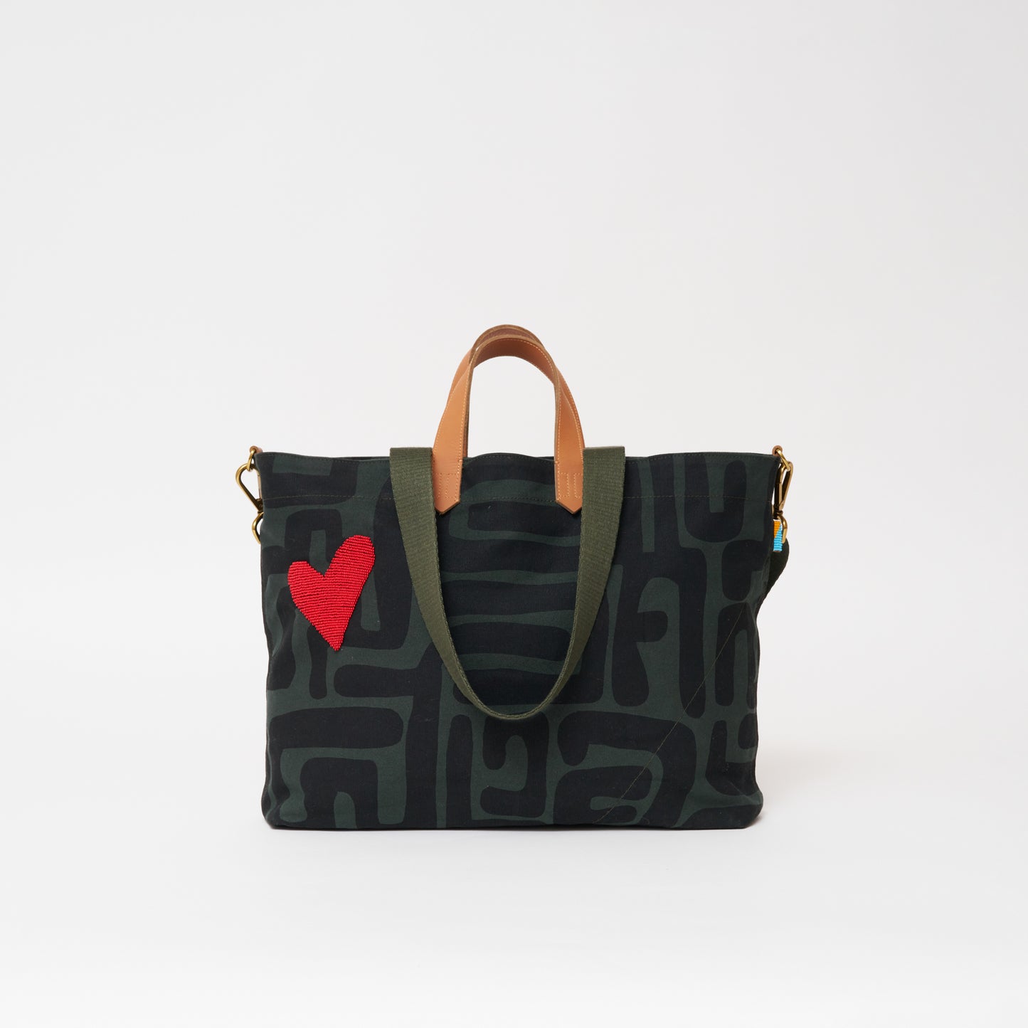 Carryall Bag - Safari Kuba with Beaded Red Heart