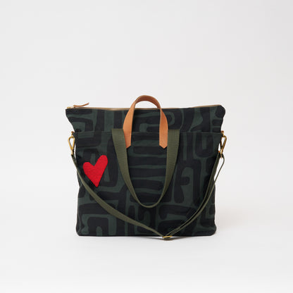 Carryall Bag - Safari Kuba with Beaded Red Heart