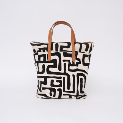 Go-To Tote - Black Kuba with Beaded Red Love