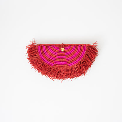 FINAL SALE: Clutch Bag - Raffia - Red