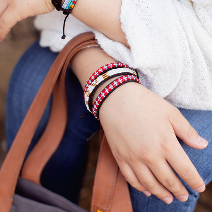 FINAL SALE: Skinny Msalaba Bracelet - Red/Blue Stripe