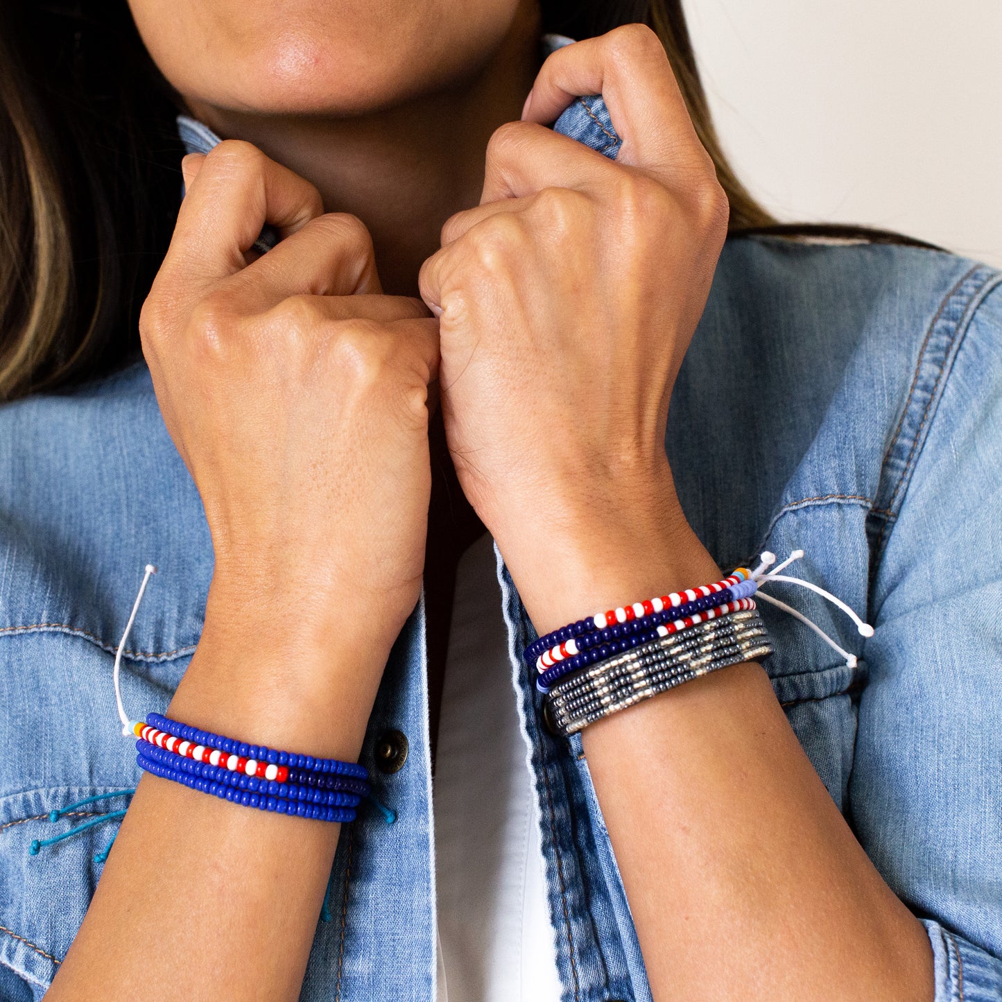 Single Strand Bracelet - Blue/Red