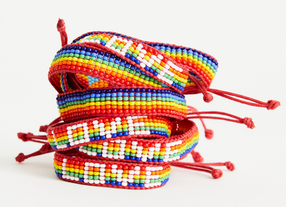 Woven LOVE Bracelet - Rainbow/White