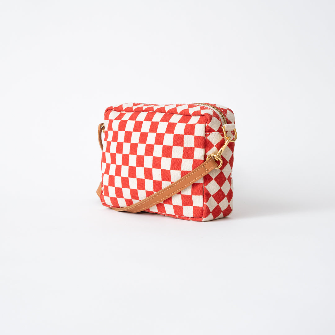 FINAL SALE: Stadium Approved Crossbody - Natural Canvas/Red Checkered