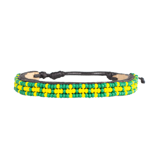 FINAL SALE: Skinny Msalaba Bracelet - Green/Yellow