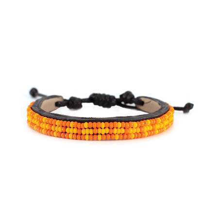 FINAL SALE: Skinny Msalaba Bracelet - Deep Orange/Light Orange