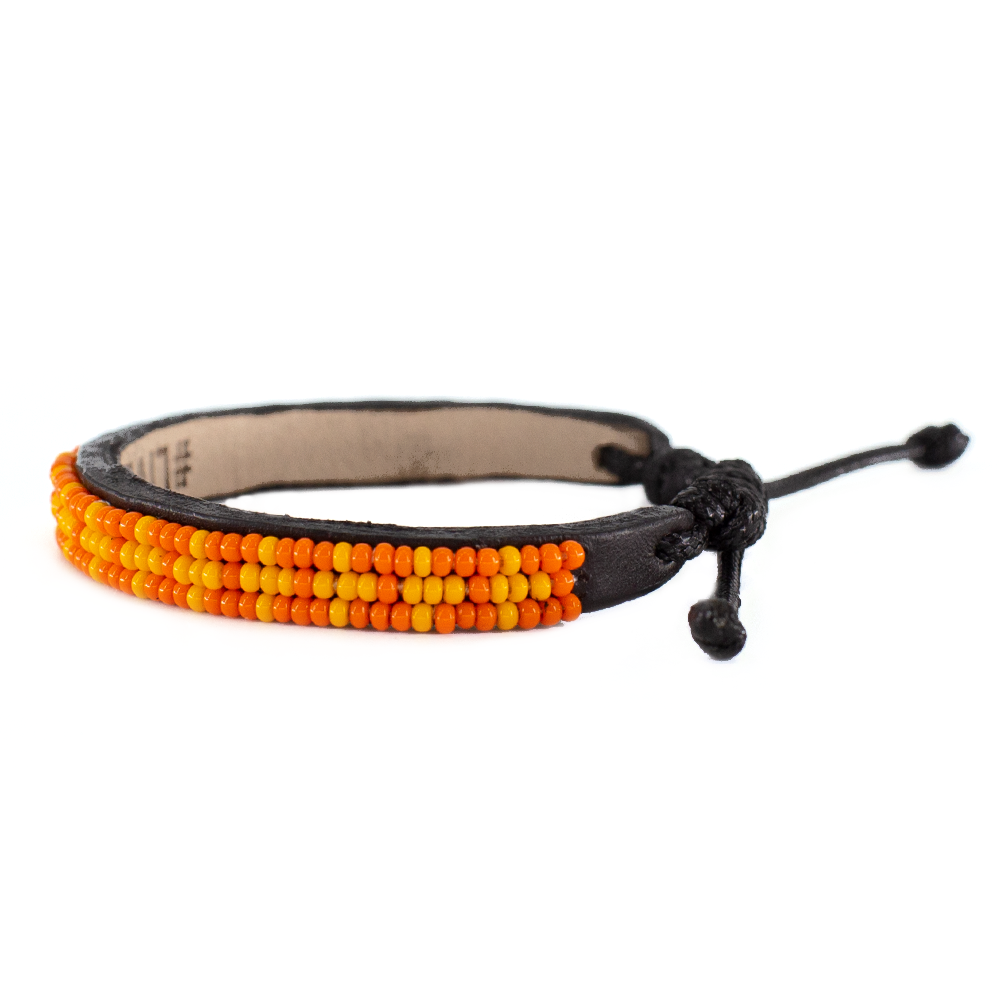 FINAL SALE: Skinny Msalaba Bracelet - Deep Orange/Light Orange