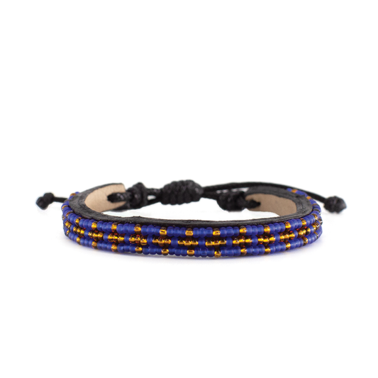 FINAL SALE: Skinny Msalaba Bracelet - Translucent Blue/Bronze