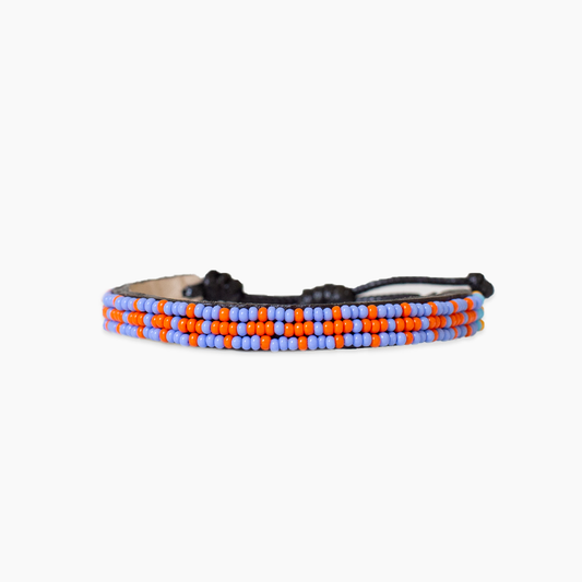 FINAL SALE: Skinny Msalaba Bracelet - Perriwinkle/Orange