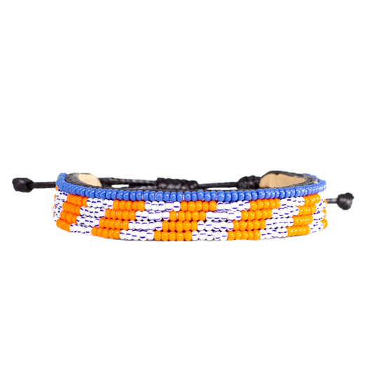 FINAL SALE: Mstari Bracelet - Orange/Blue Stripe