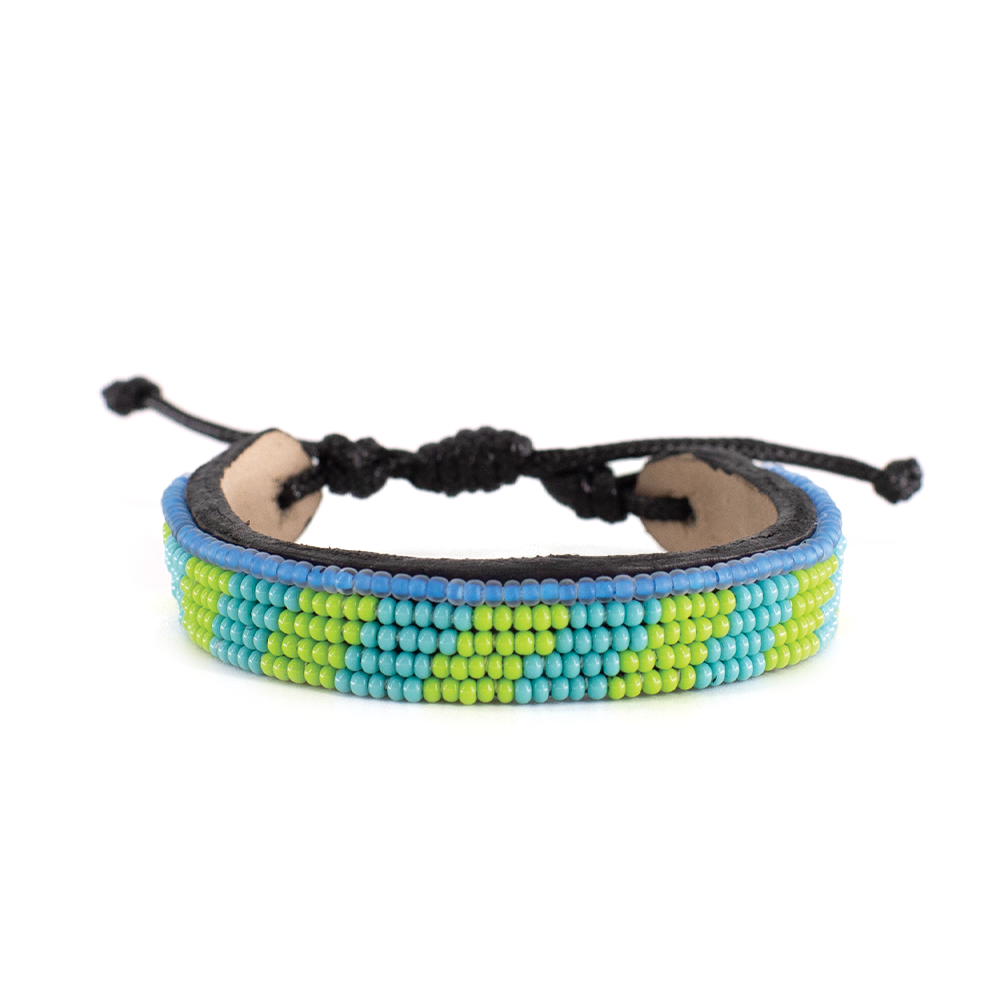 FINAL SALE: Mstari Bracelet - Lime Green/Turquoise