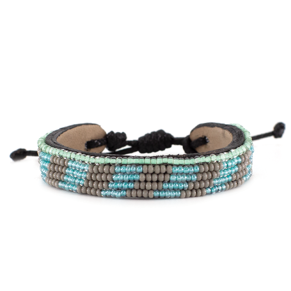 FINAL SALE: Mstari Bracelet - Gray/Aquamarine