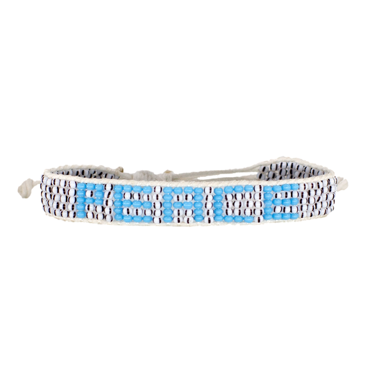 FINAL SALE: Woven PEACE Bracelet - Stripe/Blue