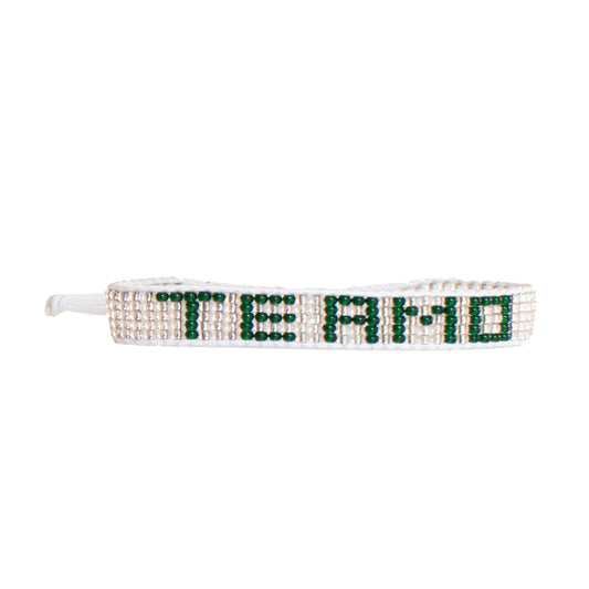 FINAL SALE: Woven TE AMO Bracelet - Silver/Green