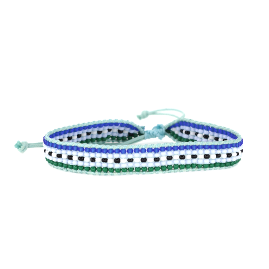 FINAL SALE: Woven Striped Bracelet - Blue/Green