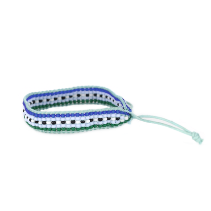 FINAL SALE: Woven Striped Bracelet - Blue/Green