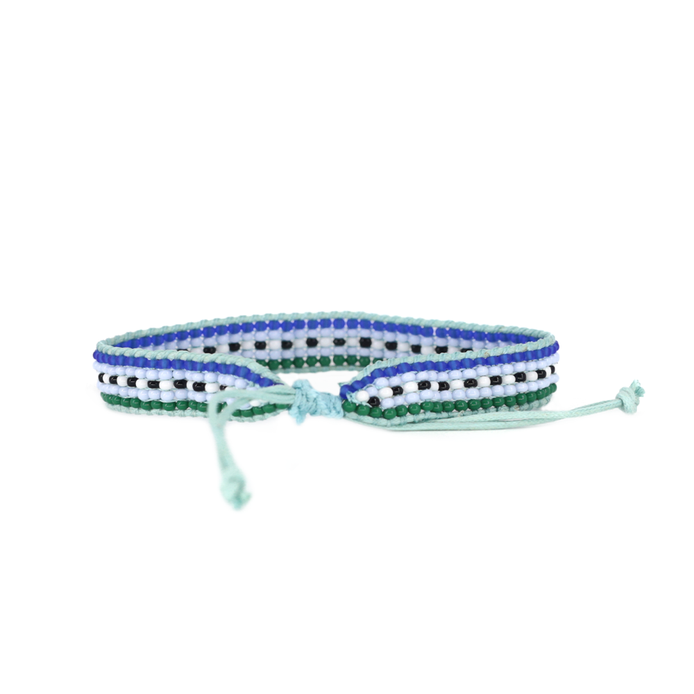 FINAL SALE: Woven Striped Bracelet - Blue/Green