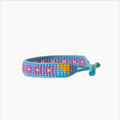 FINAL SALE: Woven Square Pattern Bracelet - Blue/Pink