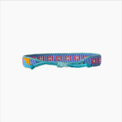 FINAL SALE: Woven Square Pattern Bracelet - Blue/Pink