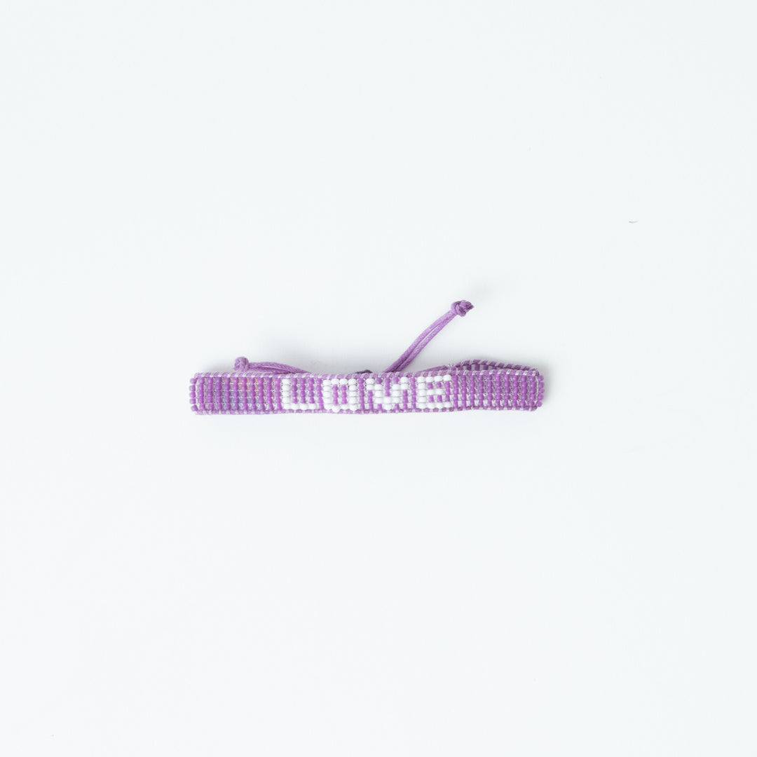 Woven LOVE Bracelet - Purple/White