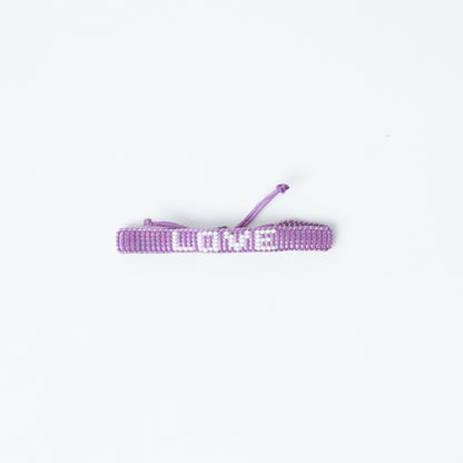 Woven LOVE Bracelet - Purple/White