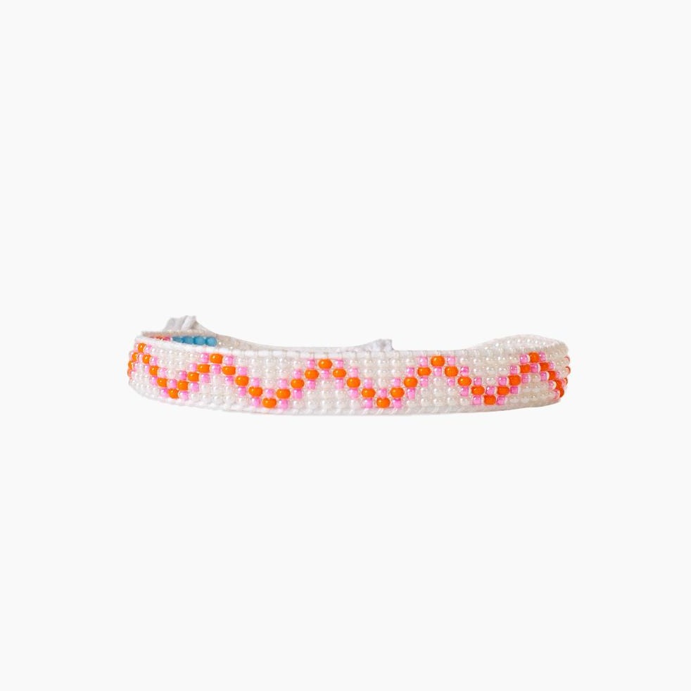 FINAL SALE: Woven Chevron Bracelet - Pearl/Pink