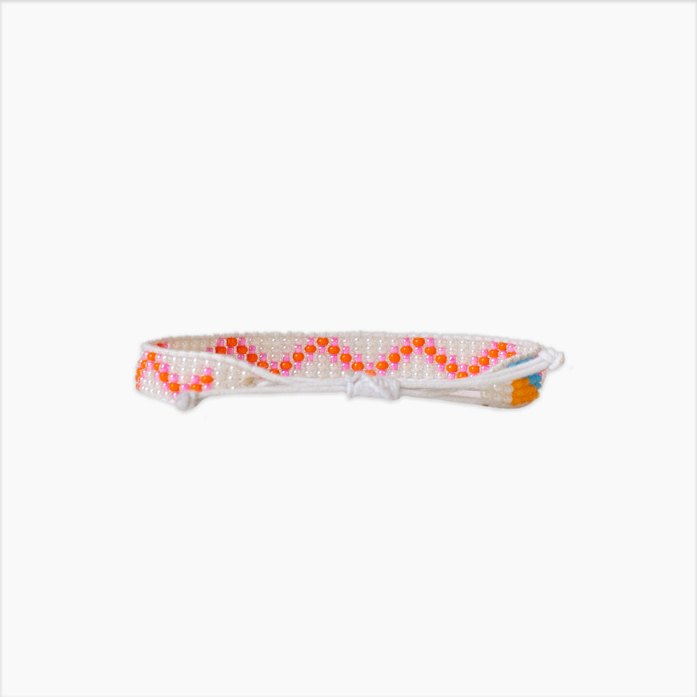 FINAL SALE: Woven Chevron Bracelet - Pearl/Pink